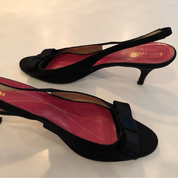 Kate Spade black satin heel size 10 - Picture 2 of 7